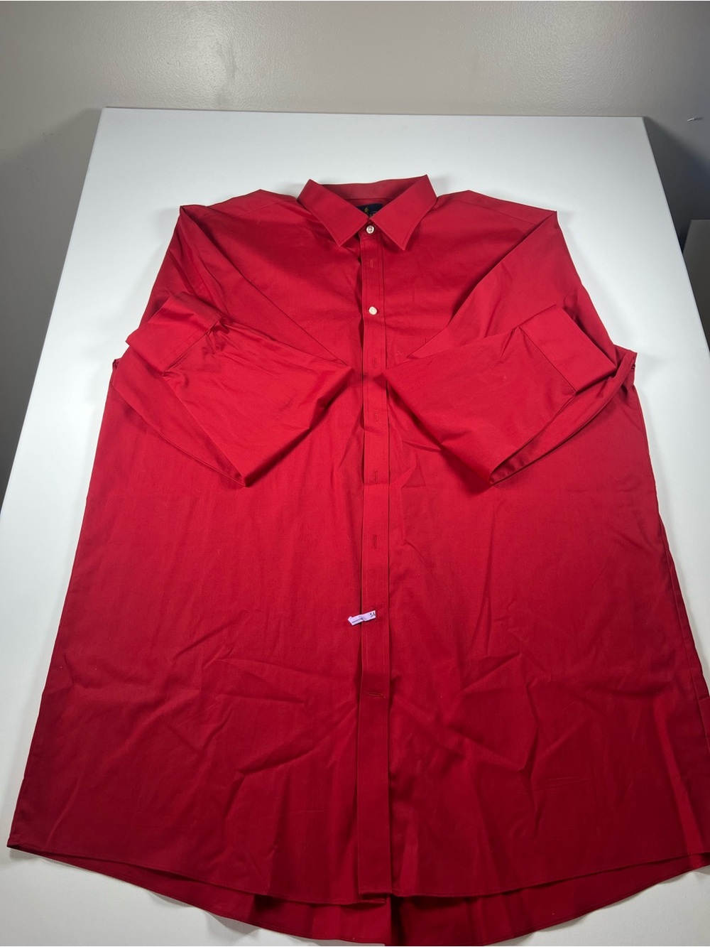 Stafford Red Long-Sleeve Button-Up Dress Shirt